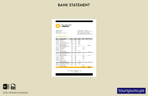 Plantilla Excel de extracto bancario de Andorra BancSabadell d’Andorra lista par